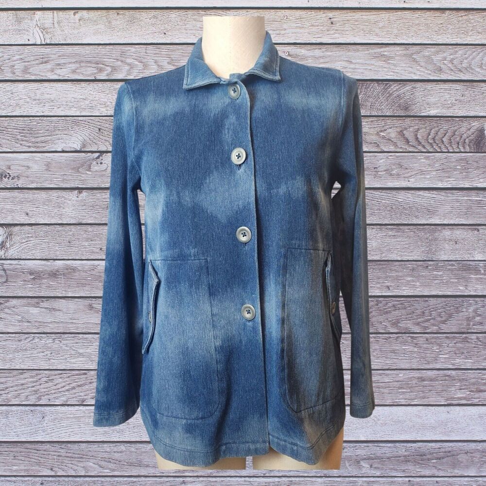 The Tog Shop Womans Petite Button Blazer Ombre Size PS Long Sleeve Slant Pockets